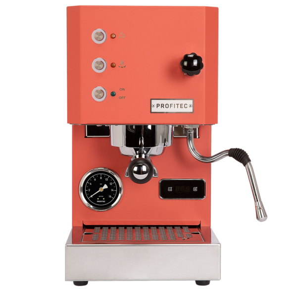 מכונת קפה פרופיטק profitec go בצבע כתום + מטחנת קפה גראף Graef PMC702